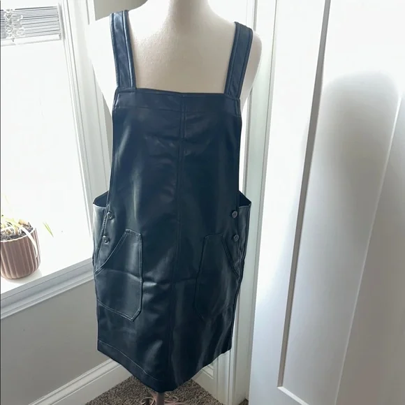 Love Riche | Dresses | Loveriche Boutique Black Faux Leather Pinafore Dress  New W Tags Size Small | Poshmark